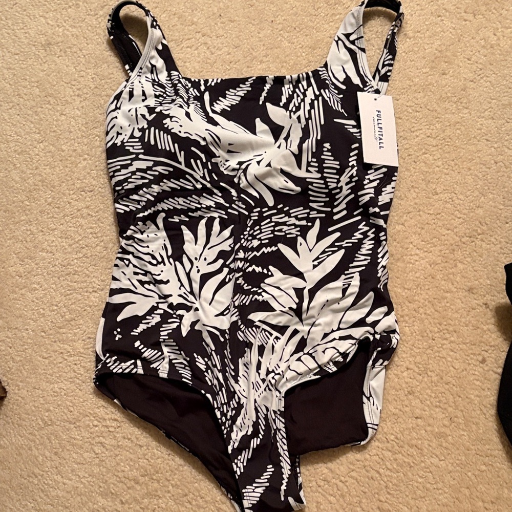 Patterned Black and White Women Swim One Piece